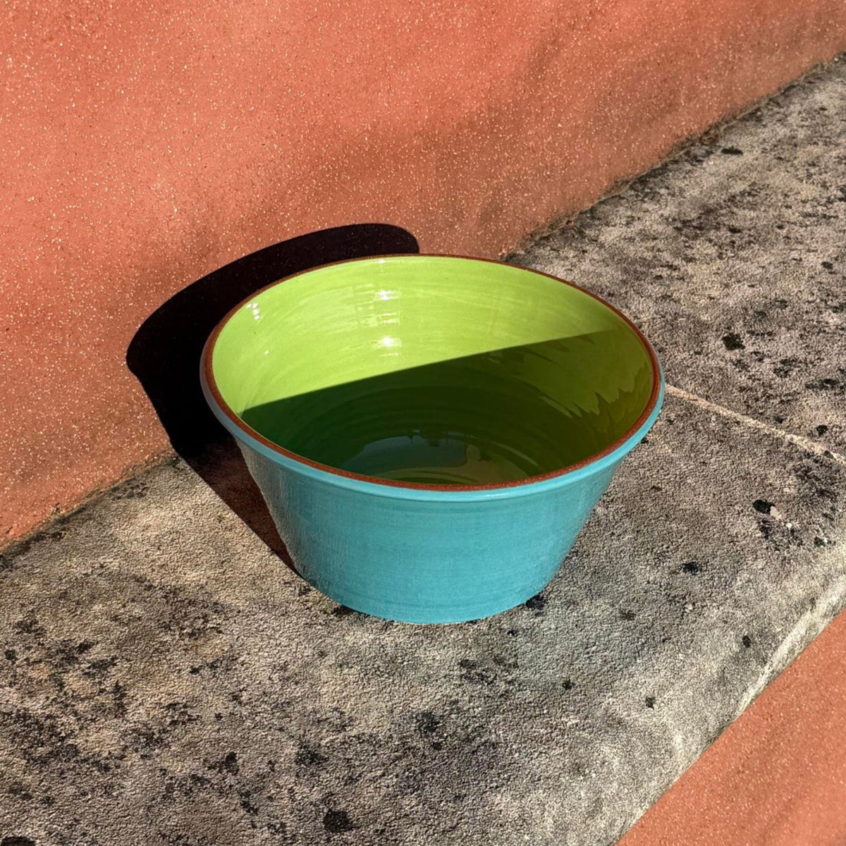 Petit saladier céramique bicolore Turquoise/vert pomme Ø21cm