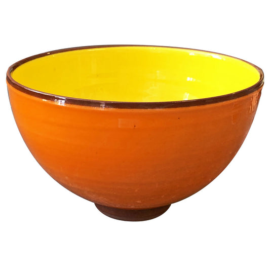 Grand bol céramique bicolore Orange/Jaune citron H10,5cm