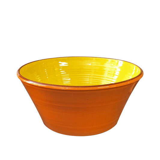 Grand saladier céramique bicolore Orange/Jaune citron Ø28cm