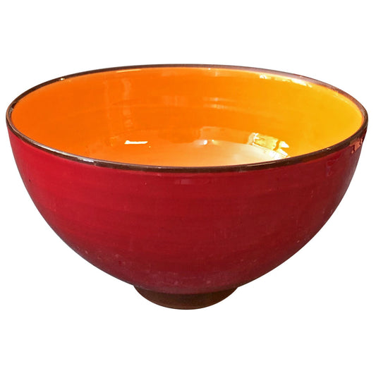Grand bol céramique bicolore Rouge/Orange H10,5cm