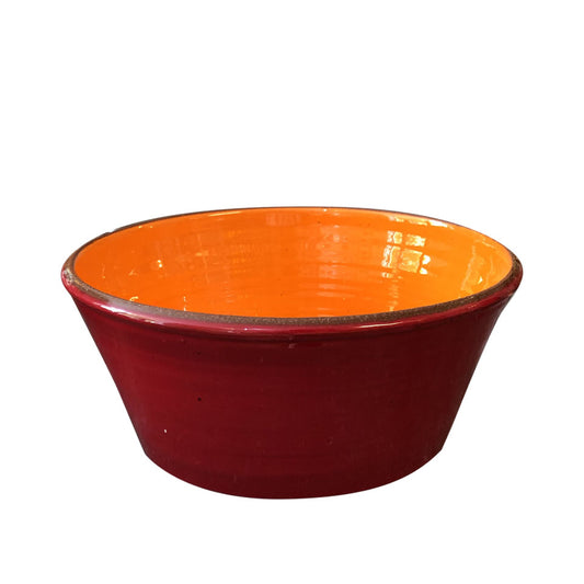 Grand saladier céramique bicolore Rouge/Orange Ø28cm