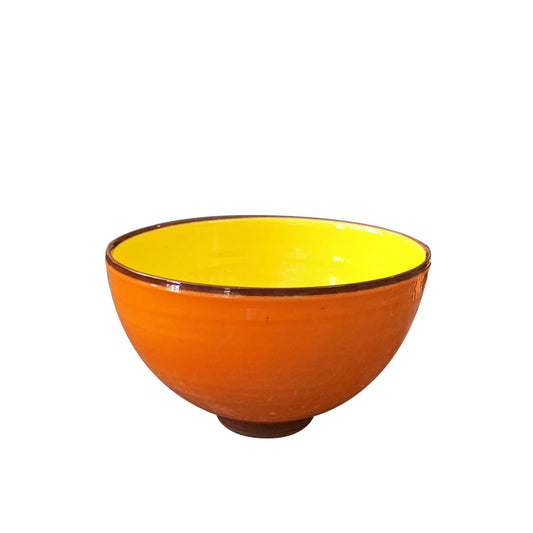 Petit bol céramique bicolore Orange/Jaune citron H7cm